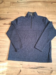 Van Heusen Classic Navy Blue Quarter Zip Mock Neck Sweater size L Pullover - Picture 1 of 3