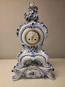 Delfter Französische Fayence Kaminuhr - Bild 1 von 12