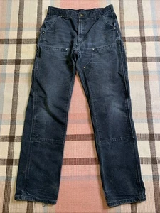 Vtg Carhartt Double Knee B01 BLK Work Pants USA Made Size 35x35!!! 4085 - Picture 1 of 10