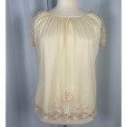 Vintage Sleepwear Top Womens Size Large L Tan Ivory Satin Lace Lingerie Negligee