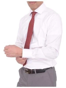 Christopher Morris Mens 100% Cotton Solid White Non-Iron Classic Fit Dress Shirt - Picture 1 of 4