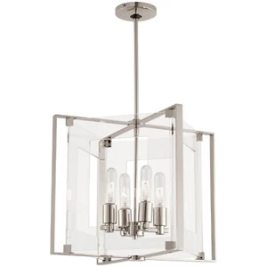 George Kovacs P1404-613 Crystal Clear 4-Lights Polished Nickel Candle Pendant - Picture 1 of 6