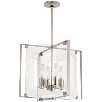 Colgante vela níquel pulido 4 luces cristalino George Kovacs P1404-613 Foto 1 de 4