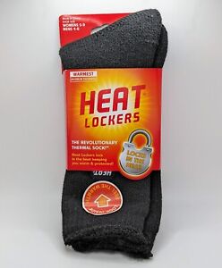 Heat Lockers Thermal Socks Men's 4-8 Women's 5-9 Shoe Size Max Thickness BLACK