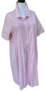 Abito estivo donna J.G. gancio 24W manica corta seersucker bottoni ginocchio lunghezza - Foto 1 di 6
