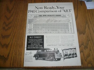 1941 Plymouth - Vintage Print Ad - Comparison Chart - Picture 1 of 1