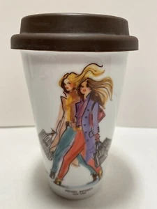 Henri Bendel Travel Coffee Mug Cup Tumbler 2 Girls Shopping Discontinued - Picture 1 of 8