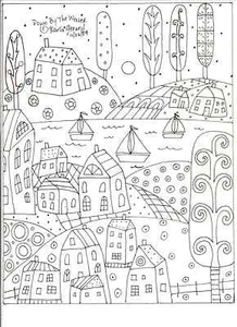 Rug Hooking Craft Paper Pattern DOWN BY THE WATER Folk Art PRIM Karla Gerard - Picture 1 of 3