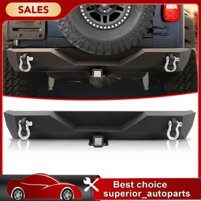 For 87-06 Jeep Wrangler TJ YJ Textured Rear Bumper W/ & 2 D-Rings Hitch Receiver Foto 1 de 4