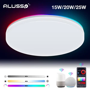 Smart LED Ceiling Light RGB CCT Dimmable WiFi Downlight Music Google Alexa IP54 - Picture 1 of 14