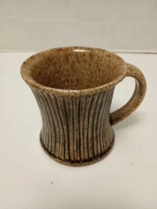 Vintage Art Studio Pottery Stoneware Signed Earthtone Ribbed Coffee Mug - Picture 1 of 8