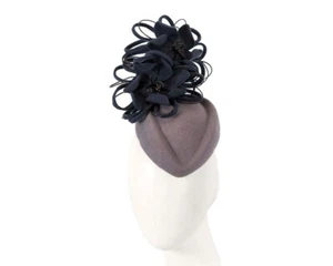 Grey & Navy Australian Made winter racing pillbox fascinator. 100% AU Seller - Picture 1 of 8
