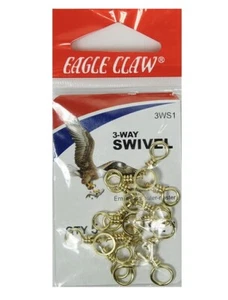 Eagle Claw 3-Way Brass Swivel, Size 1, Pack of 5, Fishing Tackle Hook Bass - Picture 1 of 1