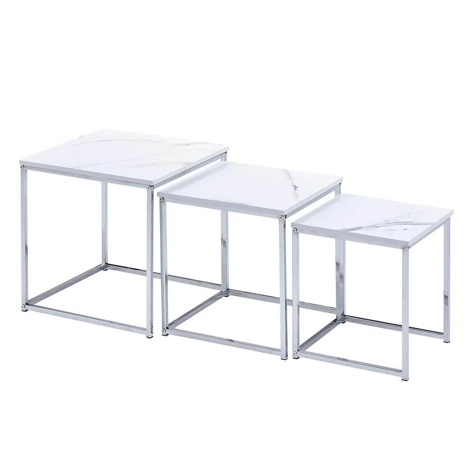 NICEME Nested Tables Set of 3, 3pcs Square Side Table End Table for Living Room