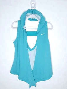 Nike Girls Dri Fit M Youth Wrap Vest Hoodie Training Blue Gym Sports Size Medium - Picture 1 of 10