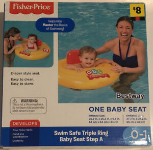Fisher Price Swim Safe Triple Ring Baby Seat Pool Diaper Style New Sealed ODS1
