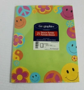 Geo Retro 8.5 x 11 Specialty Papers Geographics Acid Free New Smiley Faces Peace - Picture 1 of 2