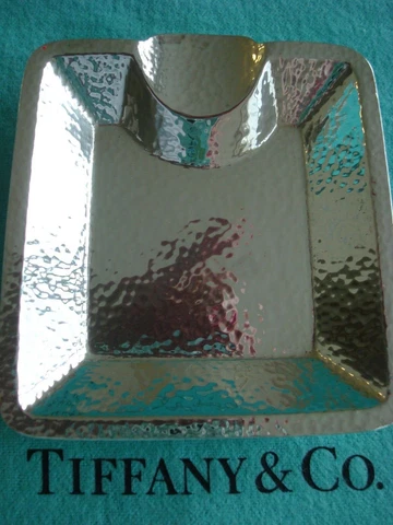 TIFFANY STERLING SILVER ~ 1 CIGAR ASHTRAY HAMMERED ~ ART DECO c1916~ EXCELLENT!! Cover