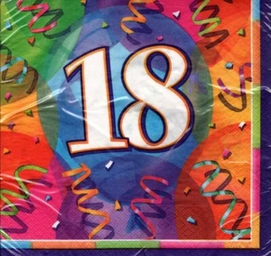 18th Birthday Party Luncheon Large Napkins - Turning 18 - Picture 1 of 2