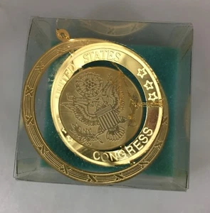 Congreso de los Estados Unidos tono dorado redondo adorno navideño Rostenkowski - Imagen 1 de 4