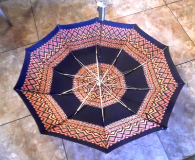 VINTAGE 1960'S-70'S KNIRPS GERMANY NYLON UMBRELLA RED, YELLOW, BLACK, GRAY VG CD - Image 1 of 3