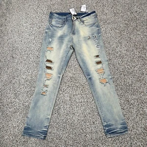 Rue21 Distressed Ripped Skinny Jeans Light Wash Denim Supreme Flex 34x32 - Picture 1 of 10