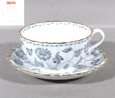 Spode Colonel Gray Cup 2" Tall Saucer 5 1/4" Gold Trim - Image 1 of 4