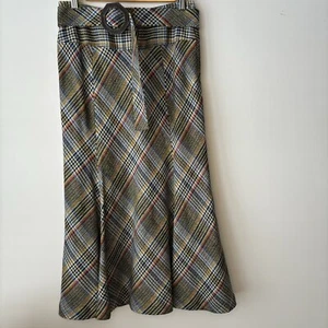 Maxi falda de lana Chadwicks Academia 4 Petite larga a cuadros verde dorado azul cabaña - Imagen 1 de 10