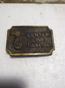 Vintage Center Line Tulsa Oklahoma Belt Buckle Hit Line U.S.A. - Picture 1 of 6