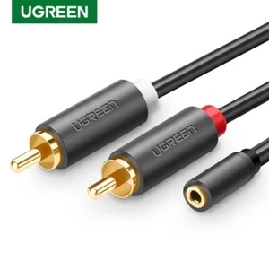 UGREEN 2 RCA Male to Female 3.5mm Audio Jack Aux Cable For iPhone DVD Headphones - Picture 1 of 6