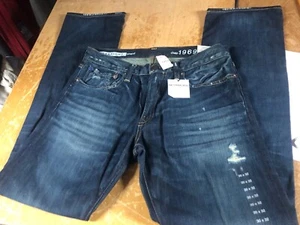 NWT new GAP 1969 Destructed Vtg Ripped Distressed Low Straight Jeans Mens 30x32 - Picture 1 of 16