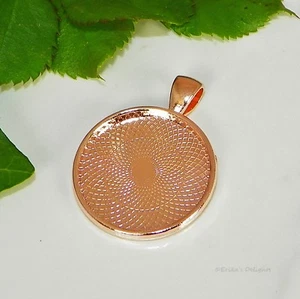 20mm Round ROSE Gold Plated Cabochon (Cab) Pendant Setting - Picture 1 of 2