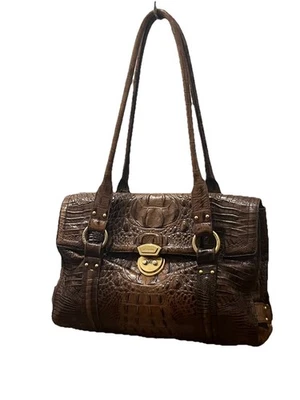 RARE Brahmin Vintage Montfleur Satchel Shoulder Bag in Chocolate Croc Embossed - Image 1 of 4