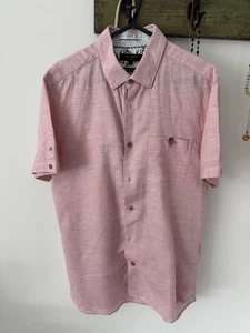 Ted Baker Men's Short Sleeve Linen Blend Shirt - Pink - Medium Size 3 - Picture 1 of 4