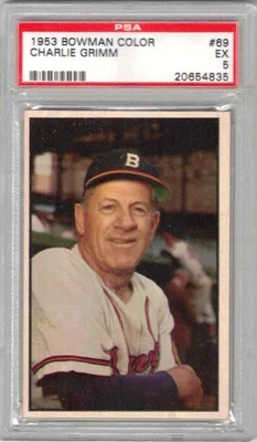 1953 Bowman Baseball   #69  CHARLIE GRIMM  PSA 5 - Milwaukee Braves - Image 1 of 2