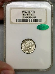 1939 D Mercury Dime MS67 FB NGC CAC Old Fatty Holder - Picture 1 of 4