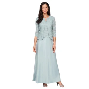 Alex Evenings Women's Dress with Lace Jacket Ice Sage Size 18 - Picture 1 of 17