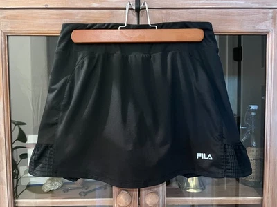 FILA Small Peplum Ruffle Bottom Black Tennis pickleball Skirt Skort - Image 1 of 4