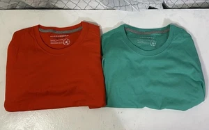 SADDLEBRED (2) T-Shirt Lot Large Orange & Sea Green NWT Blank Plain Dress Casual - Picture 1 of 21