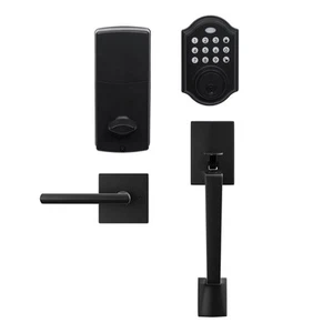 Handle Sets Black Door Handle keypad Door Lock with Handle Entry Door Locksets w - Picture 1 of 9