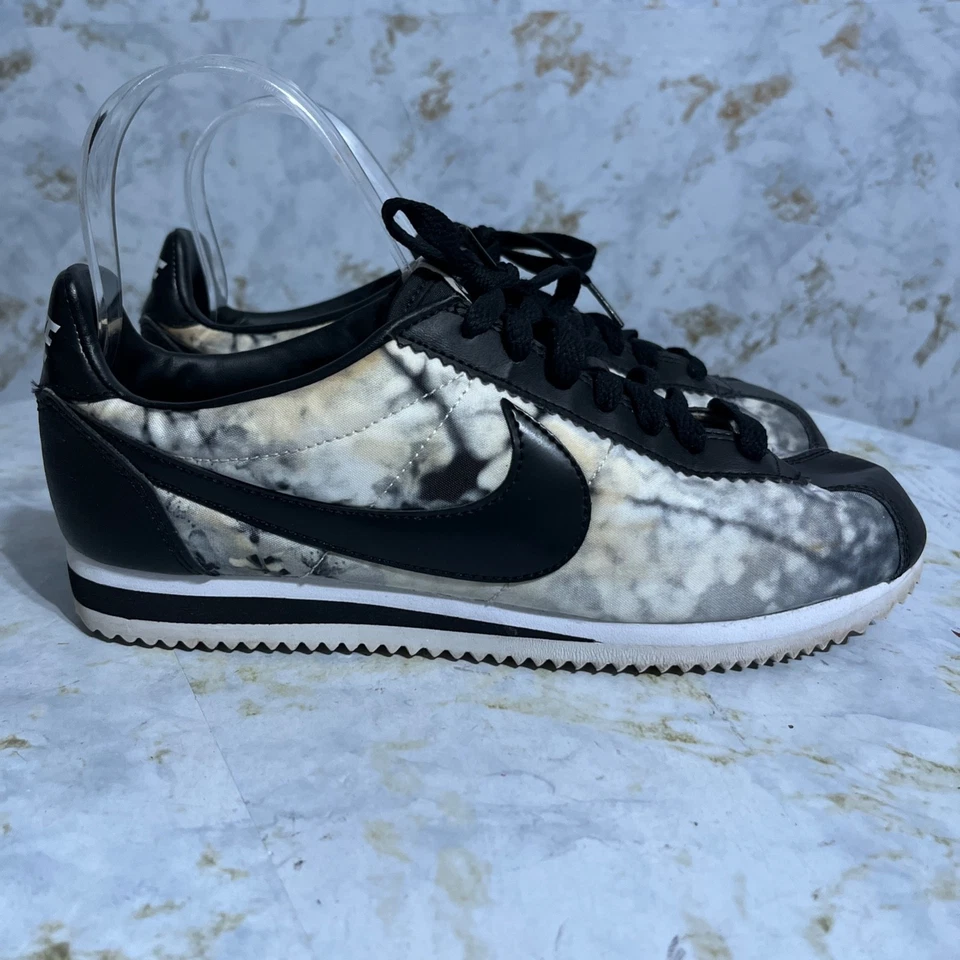 Nike Classic Cortez вишневый цветок женщин размер 9 туфли белый черный низкие кроссовки - Изображение 1 из 4