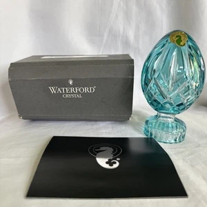 Waterford Crystal Lismore Turquoise Blue Egg Sculpture Paperweight With Box - Picture 1 of 11