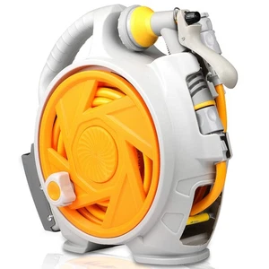 Garden Retractable Hose Reel, Portable Simple Home Hose Reel 45+5 FT with 7 P... - Picture 1 of 7