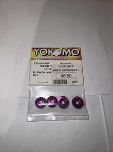 Yokomo 4mm Aluminum Serrated Flanged Nut (Purple) (4) [YOKZC-N4FPA] - Picture 1 of 2