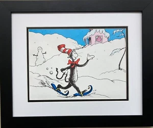 Dr. Seuss "Cat in the Hat Comes Back" NEW FRAMED ART Winter - Picture 1 of 3