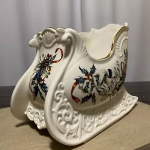 Lenox Winter Greetings Sleigh Centerpiece Christmas Holiday Vase Original Box - Picture 1 of 15