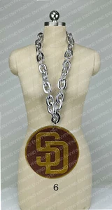 New MLB SAN DIEGO PADRES SILVER Bling Glitter Fan Chain Necklace Foam MadeinUS - Picture 1 of 3