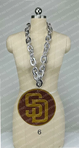 New MLB SAN DIEGO PADRES SILVER Jumbo Big Fan Chain Necklace Foam MI USA Cover