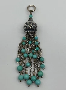 James Avery Sterling Silver Retired Turquoise Bead Tassel Pendant - Picture 1 of 10