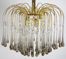 Beautiful Gold Plated Metal Murano Glass Drops Chandelier, Chandeliers 3 Flame